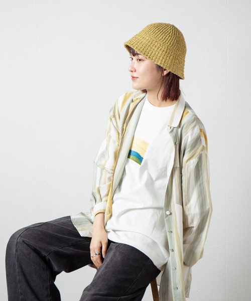 セール】Japanese Paper Melange Knit Tulip Hat / 和紙混紡メランジ