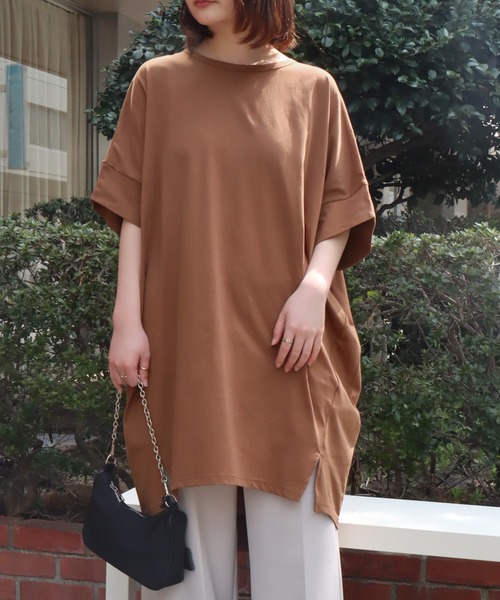 libelle more(リベル モア)の「《接触冷感》USAコットン コクーンワンピース(ワンピース・レディース・ベージュ/ラベンダー/ライトカーキ/ブラック/ブラウン/パープル・L/M)」の3枚目の写真