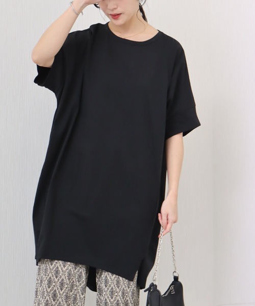 libelle more(リベル モア)の「《接触冷感》USAコットン コクーンワンピース(ワンピース・レディース・ベージュ/ラベンダー/ライトカーキ/ブラック/ブラウン/パープル・L/M)」の2枚目の写真