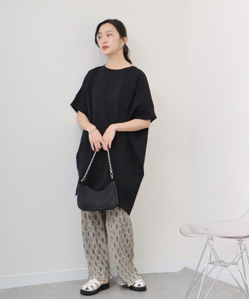 libelle more(リベル モア)の「《接触冷感》USAコットン コクーンワンピース(ワンピース・レディース・ベージュ/ラベンダー/ライトカーキ/ブラック/ブラウン/パープル・L/M)」の7枚目の写真