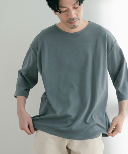 ITEMS URBANRESEARCH（アイテムズ アーバンリサーチ）の「クールタッチポンチ 7分袖ビッグTシャツ（Tシャツ/カットソー・メンズ・オフホワイト/ベージュ/ブルー/ブラック・MEDIUM/LARGE）」の4枚目の写真