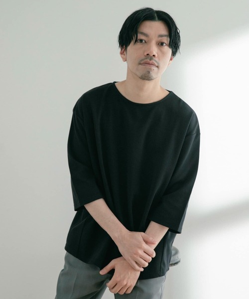 ITEMS URBANRESEARCH（アイテムズ アーバンリサーチ）の「クールタッチポンチ 7分袖ビッグTシャツ（Tシャツ/カットソー・メンズ・オフホワイト/ベージュ/ブルー/ブラック・MEDIUM/LARGE）」の2枚目の写真