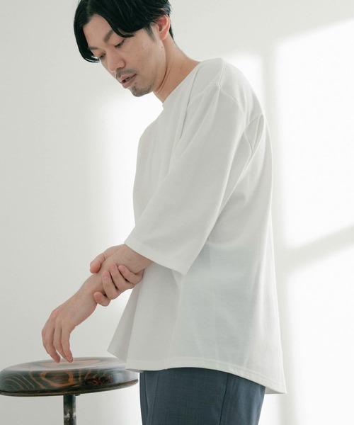 ITEMS URBANRESEARCH（アイテムズ アーバンリサーチ）の「クールタッチポンチ 7分袖ビッグTシャツ（Tシャツ/カットソー・メンズ・オフホワイト/ベージュ/ブルー/ブラック・MEDIUM/LARGE）」の17枚目の写真