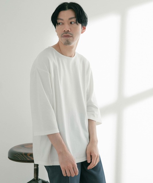 ITEMS URBANRESEARCH（アイテムズ アーバンリサーチ）の「クールタッチポンチ 7分袖ビッグTシャツ（Tシャツ/カットソー・メンズ・オフホワイト/ベージュ/ブルー/ブラック・MEDIUM/LARGE）」の22枚目の写真