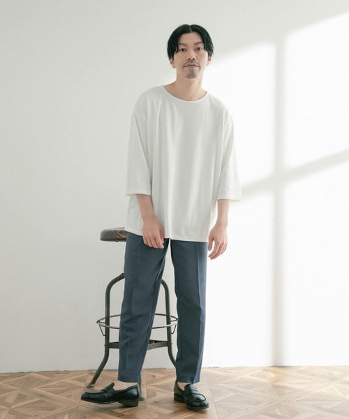 ITEMS URBANRESEARCH（アイテムズ アーバンリサーチ）の「クールタッチポンチ 7分袖ビッグTシャツ（Tシャツ/カットソー・メンズ・オフホワイト/ベージュ/ブルー/ブラック・MEDIUM/LARGE）」の8枚目の写真