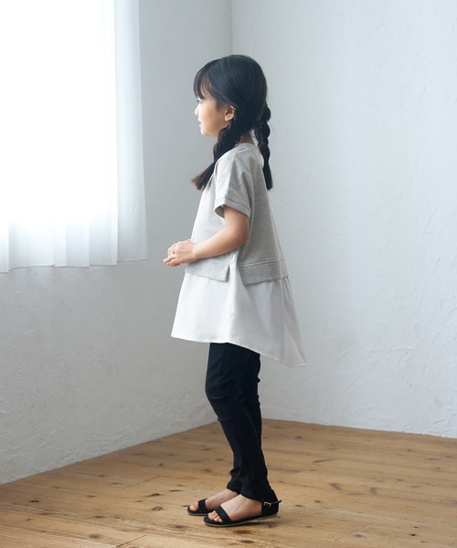 coca(coca)(コカ)の「キッズ 親子お揃いミニ裏毛ドッキングトップス(シャツ/ブラウス・キッズ・ホワイト/グレー・100/110/120/130/140)」の7枚目の写真
