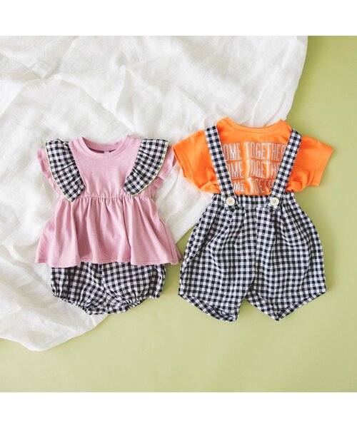 BREEZE（ブリーズ）の「ベビーTシャツ×サロペットセット（その他ベビーウェア・キッズ・アイボリー/オレンジ・70/80）」の9枚目の写真