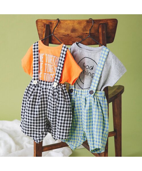 BREEZE（ブリーズ）の「ベビーTシャツ×サロペットセット（その他ベビーウェア・キッズ・アイボリー/オレンジ・70/80）」の3枚目の写真