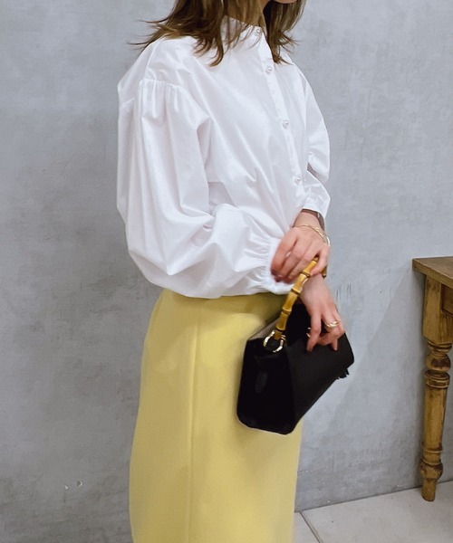 un dix cors（アンディコール）の「パール釦バンドカラーシンプルシャツ（シャツ/ブラウス・レディース・オフホワイト/ブルー/ベージュ・FREE）」の10枚目の写真