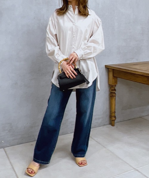 un dix cors（アンディコール）の「パール釦バンドカラーシンプルシャツ（シャツ/ブラウス・レディース・オフホワイト/ブルー/ベージュ・FREE）」の19枚目の写真