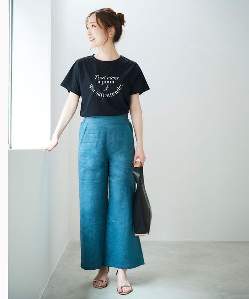 le.coeur blanc（ルクールブラン）の「フレンチフレーズプリントTシャツ（Tシャツ/カットソー・レディース・オフホワイト/ブラック・38）」の5枚目の写真