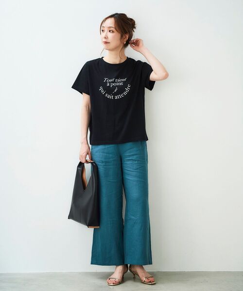 le.coeur blanc（ルクールブラン）の「フレンチフレーズプリントTシャツ（Tシャツ/カットソー・レディース・オフホワイト/ブラック・38）」の7枚目の写真