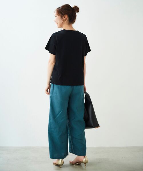 le.coeur blanc（ルクールブラン）の「フレンチフレーズプリントTシャツ（Tシャツ/カットソー・レディース・オフホワイト/ブラック・38）」の8枚目の写真
