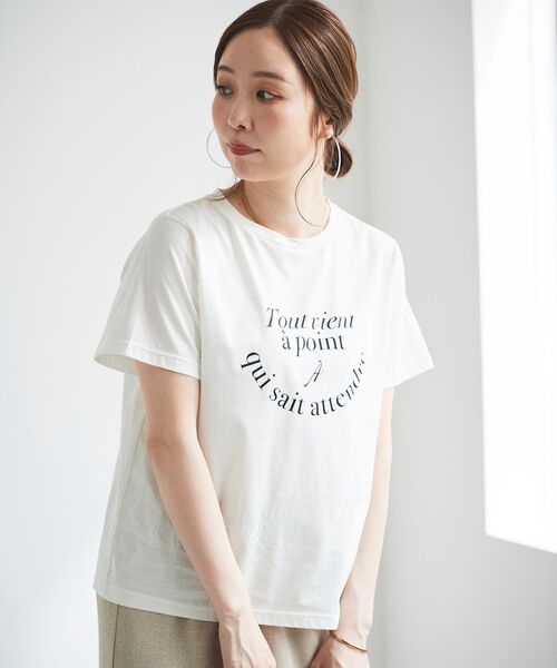 le.coeur blanc（ルクールブラン）の「フレンチフレーズプリントTシャツ（Tシャツ/カットソー・レディース・オフホワイト/ブラック・38）」の10枚目の写真