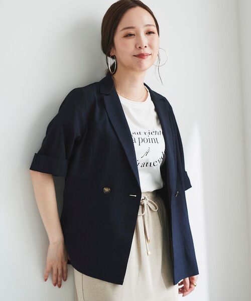 le.coeur blanc（ルクールブラン）の「フレンチフレーズプリントTシャツ（Tシャツ/カットソー・レディース・オフホワイト/ブラック・38）」の12枚目の写真