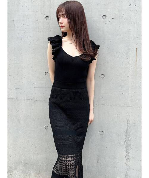 RESEXXY（リゼクシー）の「透かし編みタイトニットワンピース（ワンピース・レディース・ブラック/その他/その他1・FREE）」の8枚目の写真