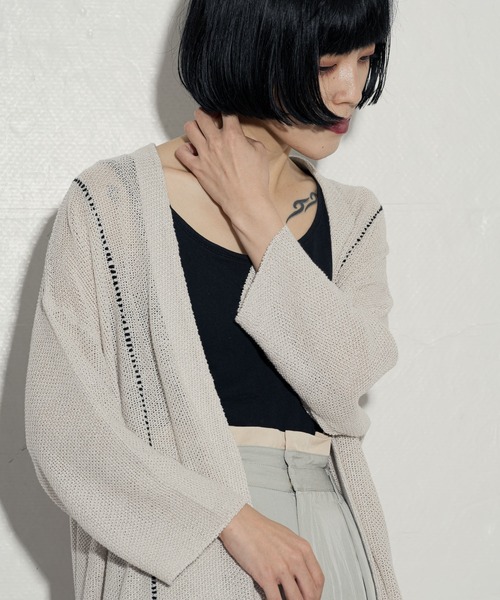 ottilie(オティーリエ)の「huitime nid ステッチカーデ ★(カーディガン/ボレロ・レディース・アイボリー/グレイッシュベージュ・FREE)」の6枚目の写真
