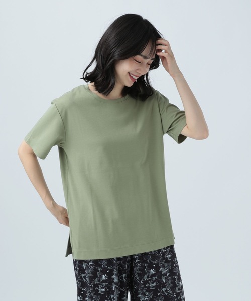 BAYFLOW(ベイフロー)の「シルケットクルーネックTシャツ(Tシャツ/カットソー・レディース・ベビーピンク/ブラック/カーキ/オフホワイト/ベージュ/ブルー/マスタード・MEDIUM/SMALL)」の4枚目の写真