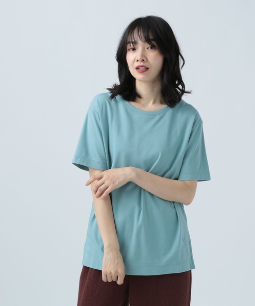 BAYFLOW(ベイフロー)の「シルケットクルーネックTシャツ(Tシャツ/カットソー・レディース・ベビーピンク/ブラック/カーキ/オフホワイト/ベージュ/ブルー/マスタード・MEDIUM/SMALL)」の5枚目の写真