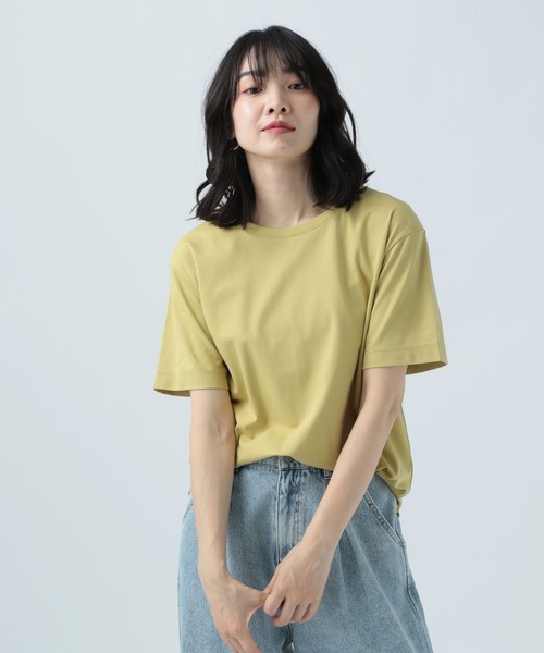 BAYFLOW(ベイフロー)の「シルケットクルーネックTシャツ(Tシャツ/カットソー・レディース・ベビーピンク/ブラック/カーキ/オフホワイト/ベージュ/ブルー/マスタード・MEDIUM/SMALL)」の6枚目の写真