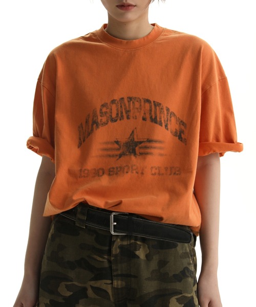 MASONPRINCE(メイソンプリンス)の「オーバーサイズ ヴィンテージ風ロゴプリント Tシャツ DT4107【MASONPRINCE】(Tシャツ/カットソー・メンズ・オレンジ/ホワイト/ブラック/グレー・L/M/S)」の4枚目の写真