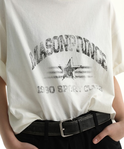 MASONPRINCEツーカラー半袖メンズ ルーズ レトロ Tシャツ MASONPRINCEツーカラー半袖メンズ ルーズ レトロ Tシャツ
