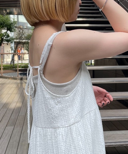 CIAOPANIC（チャオパニック）の「シアーチェックティアードキャミワンピース（ワンピース・レディース・ブラック×ホワイト/イエロー/ホワイト/ブラック・1/0）」の19枚目の写真