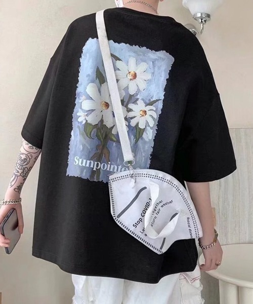 NOWLE（ノウル）の「【NOWLE】花柄 グラフィック フロント プリント 半袖 Tシャツ（Tシャツ/カットソー・メンズ・ホワイト/ブラック/グレー・MEDIUM/LARGE/X-LARGE）」の14枚目の写真