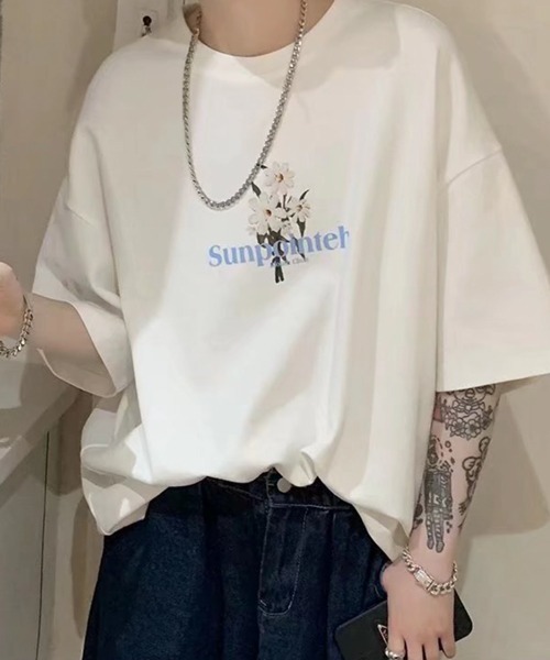 NOWLE（ノウル）の「【NOWLE】花柄 グラフィック フロント プリント 半袖 Tシャツ（Tシャツ/カットソー・メンズ・ホワイト/ブラック/グレー・MEDIUM/LARGE/X-LARGE）」の10枚目の写真