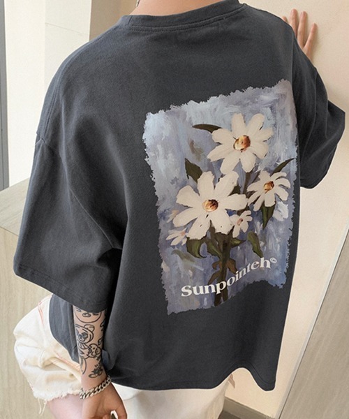 NOWLE（ノウル）の「【NOWLE】花柄 グラフィック フロント プリント 半袖 Tシャツ（Tシャツ/カットソー・メンズ・ホワイト/ブラック/グレー・MEDIUM/LARGE/X-LARGE）」の21枚目の写真