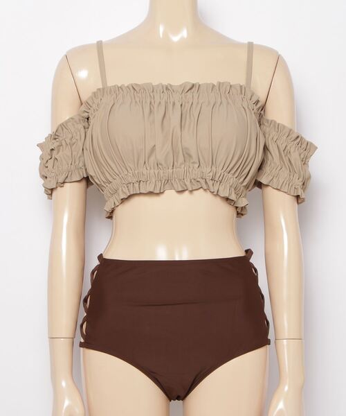 gossip!ロサンゼルス(ゴシップロサンゼルス)の「シャーリングクロススイムセット 3点セット水着(水着・レディース・ホワイト/ベージュ・M/L/S/XS)」の22枚目の写真