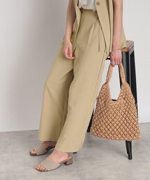 DRESKIP | 【セットアップ可/洗える】さり気ないサイドリボンが大人可愛い！麻調ワイドパンツ(その他パンツ)
