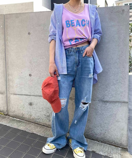 NANEA（ナネア）の「ロゴプリントタンクトップ（タンクトップ・レディース・ミント/ラベンダー・ﾌﾘ-）」の4枚目の写真