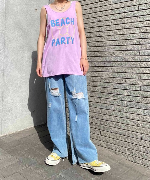 NANEA（ナネア）の「ロゴプリントタンクトップ（タンクトップ・レディース・ミント/ラベンダー・ﾌﾘ-）」の6枚目の写真