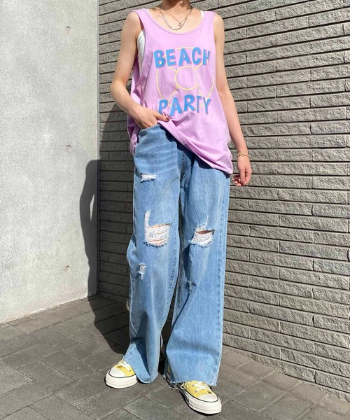 NANEA（ナネア）の「ロゴプリントタンクトップ（タンクトップ・レディース・ミント/ラベンダー・ﾌﾘ-）」の5枚目の写真