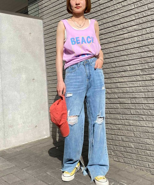 NANEA（ナネア）の「ロゴプリントタンクトップ（タンクトップ・レディース・ミント/ラベンダー・ﾌﾘ-）」の10枚目の写真