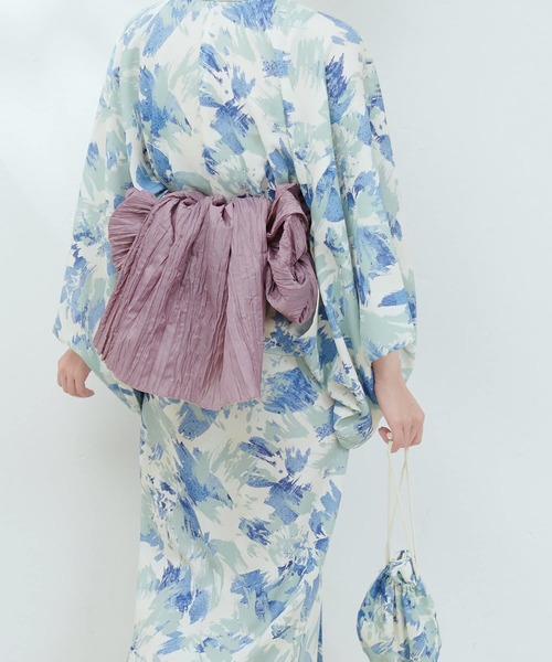 natural couture(ナチュラルクチュール)の「しわ兵児帯(和装小物・レディース・ネイビー/グリーン/ラベンダー/サーモンピンク/パープル系その他/イエロー系その他・FREE)」の3枚目の写真