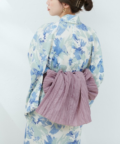 natural couture(ナチュラルクチュール)の「しわ兵児帯(和装小物・レディース・ネイビー/グリーン/ラベンダー/サーモンピンク/パープル系その他/イエロー系その他・FREE)」の9枚目の写真