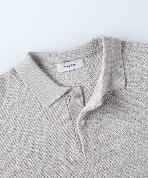 Right-on（ライトオン）の「PLUS ONE(プラスワン)ニットポロシャツ（ポロシャツ・メンズ・ブラック/ライトベージュ・M/L/XL）」の8枚目の写真