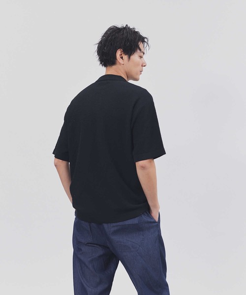 Right-on（ライトオン）の「PLUS ONE(プラスワン)ニットポロシャツ（ポロシャツ・メンズ・ブラック/ライトベージュ・M/L/XL）」の4枚目の写真