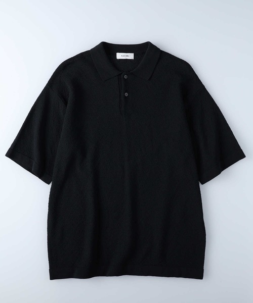 Right-on（ライトオン）の「PLUS ONE(プラスワン)ニットポロシャツ（ポロシャツ・メンズ・ブラック/ライトベージュ・M/L/XL）」の5枚目の写真