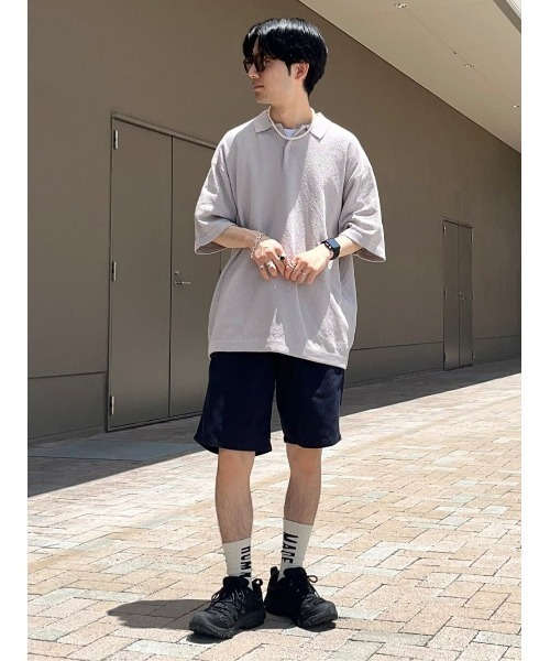 Right-on（ライトオン）の「PLUS ONE(プラスワン)ニットポロシャツ（ポロシャツ・メンズ・ブラック/ライトベージュ・M/L/XL）」の12枚目の写真