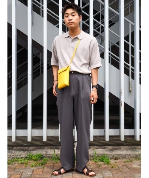 Right-on（ライトオン）の「PLUS ONE(プラスワン)ニットポロシャツ（ポロシャツ・メンズ・ブラック/ライトベージュ・M/L/XL）」の21枚目の写真