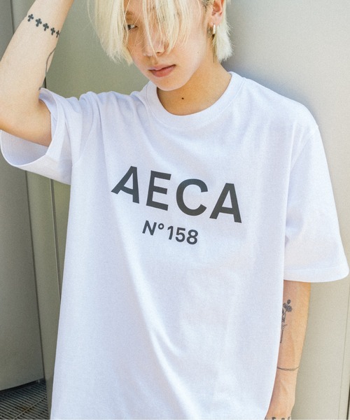 AECA(エイカ)の「AECA BIG LOGO TEE(Tシャツ/カットソー・メンズ・グリーン/マスタード/ラベンダー/オレンジ/ネイビー/ブラック・MEDIUM/LARGE)」の9枚目の写真