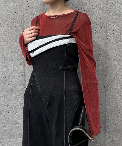 COLLAGE GALLARDAGALANTE（コラージュガリャルダガランテ）の「ラペルロンパース/Q.anos（サロペット/オーバーオール・レディース・ブラック/ブルー・FREE）」の5枚目の写真