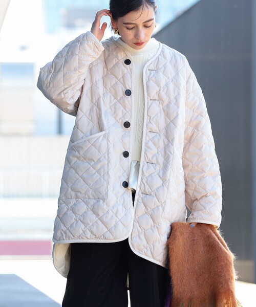 Ray BEAMS（レイビームス）の「GYMPHLEX / キルト ダウン コート（ダウンジャケット/コート・レディース・ブラック/ナチュラル・12/14）」の7枚目の写真