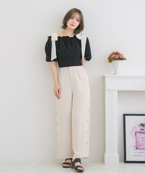 ems excite（エムズエキサイト）の「サイドリボンパンツ（その他パンツ・レディース・ブラック/ピンク/ナチュラル・FREE）」の20枚目の写真