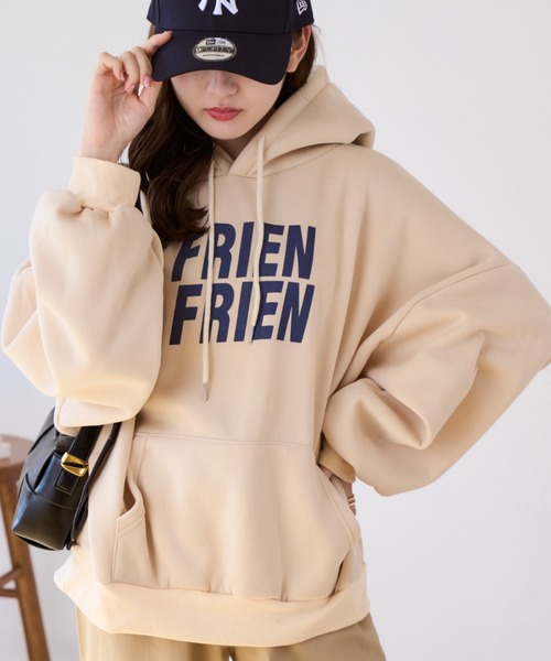 Miniministore（ミニミニストア）の「FRIENロゴオーバーサイズ パーカー（パーカー・レディース・ネイビー/グレー/ベージュ/イエロー/ピンク・FREE）」の13枚目の写真