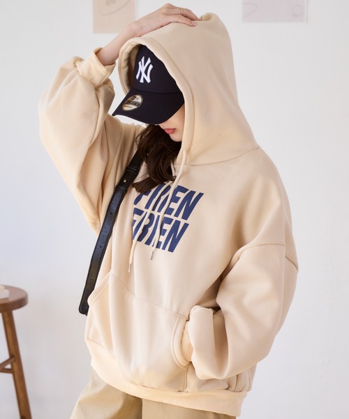Miniministore（ミニミニストア）の「FRIENロゴオーバーサイズ パーカー（パーカー・レディース・ネイビー/グレー/ベージュ/イエロー/ピンク・FREE）」の15枚目の写真