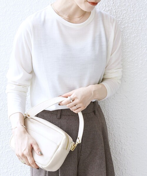 SHIPS any(シップス エニィ)の「SHIPS any:〈手洗い可能〉ウール シアー ラウンドヘム カットソー(Tシャツ/カットソー・レディース・チャコールグレー/オフホワイト/ブラック・ONE SIZE)」の17枚目の写真